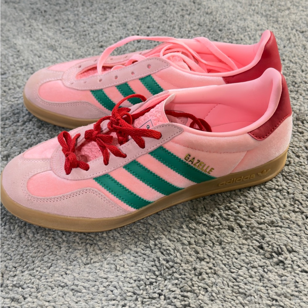 Adidas Gazelle Pink and Green Sneakers